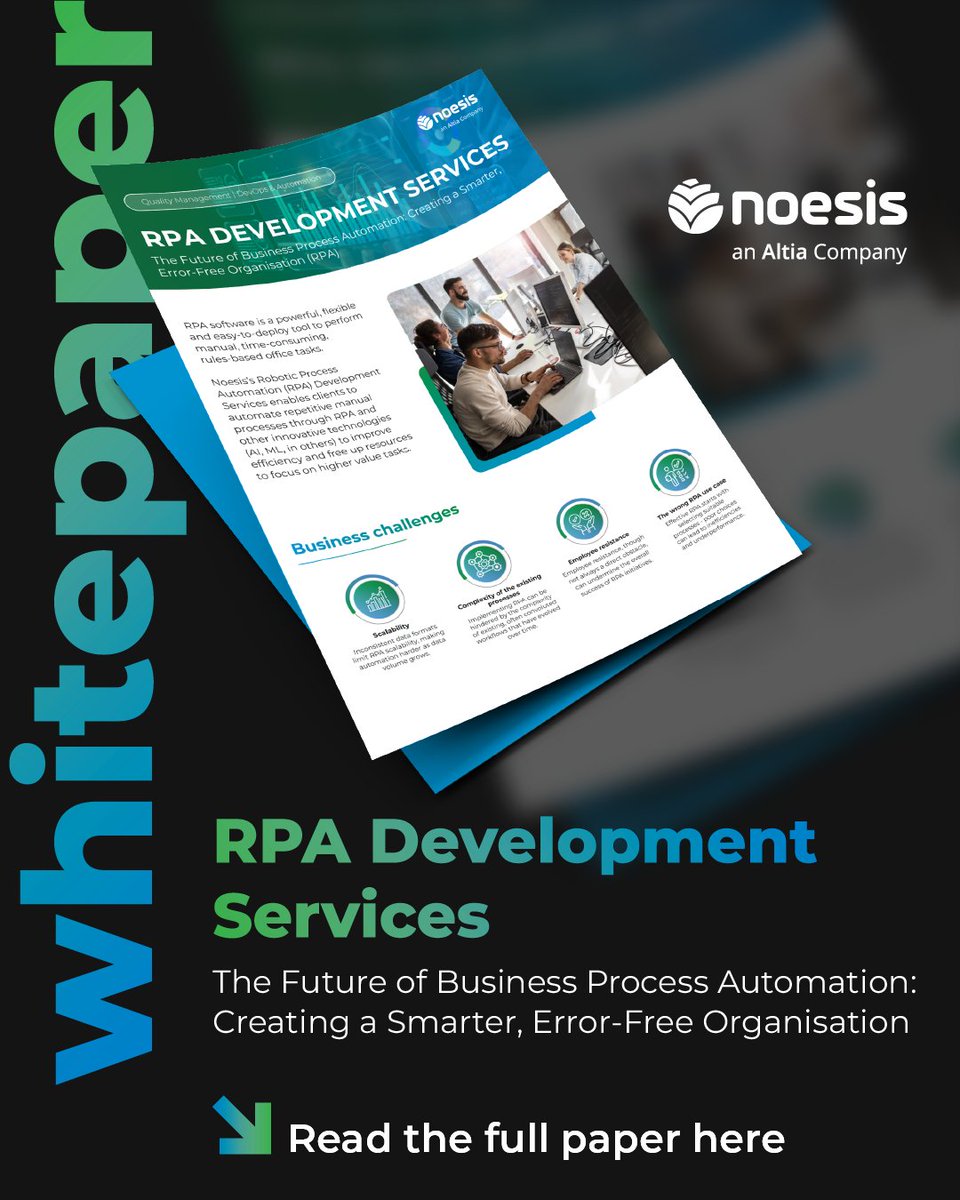 Noesis_Portugal's tweet image. 🤖 Automate the manual. At scale. 
 Noesis RPA Services deliver smarter bots, faster processes, and measurable ROI — with governance and global reach. 
 📎  Learn more here: bit.ly/4nu1bGW
#RPADevelopment #DigitalTransformation #ProcessAutomation