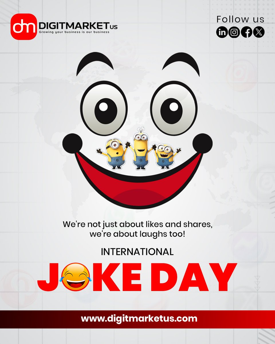 digitmarketus's tweet image. Happy International Joke Day!
At DigitMarketUS, we believe in adding a little fun to our strategy! Let’s celebrate by sharing a marketing joke. Drop yours below! 😄
We’re not just about likes and shares — we’re about laughs too!
🔗 digitmarketus.com
#dmus #marketingwithai