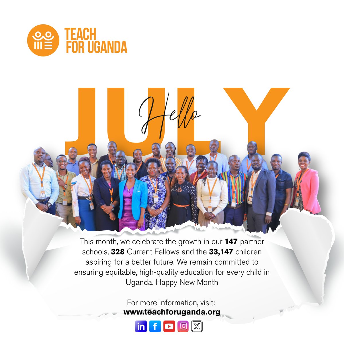 TEACH4UG's tweet image. Hello, July! 🌿

We’re halfway through the year and still charging forward with renewed energy to drive educational equity across Uganda.

Let’s grow, together. 🌍

#HelloJune #TeachForUganda #EducationForAll