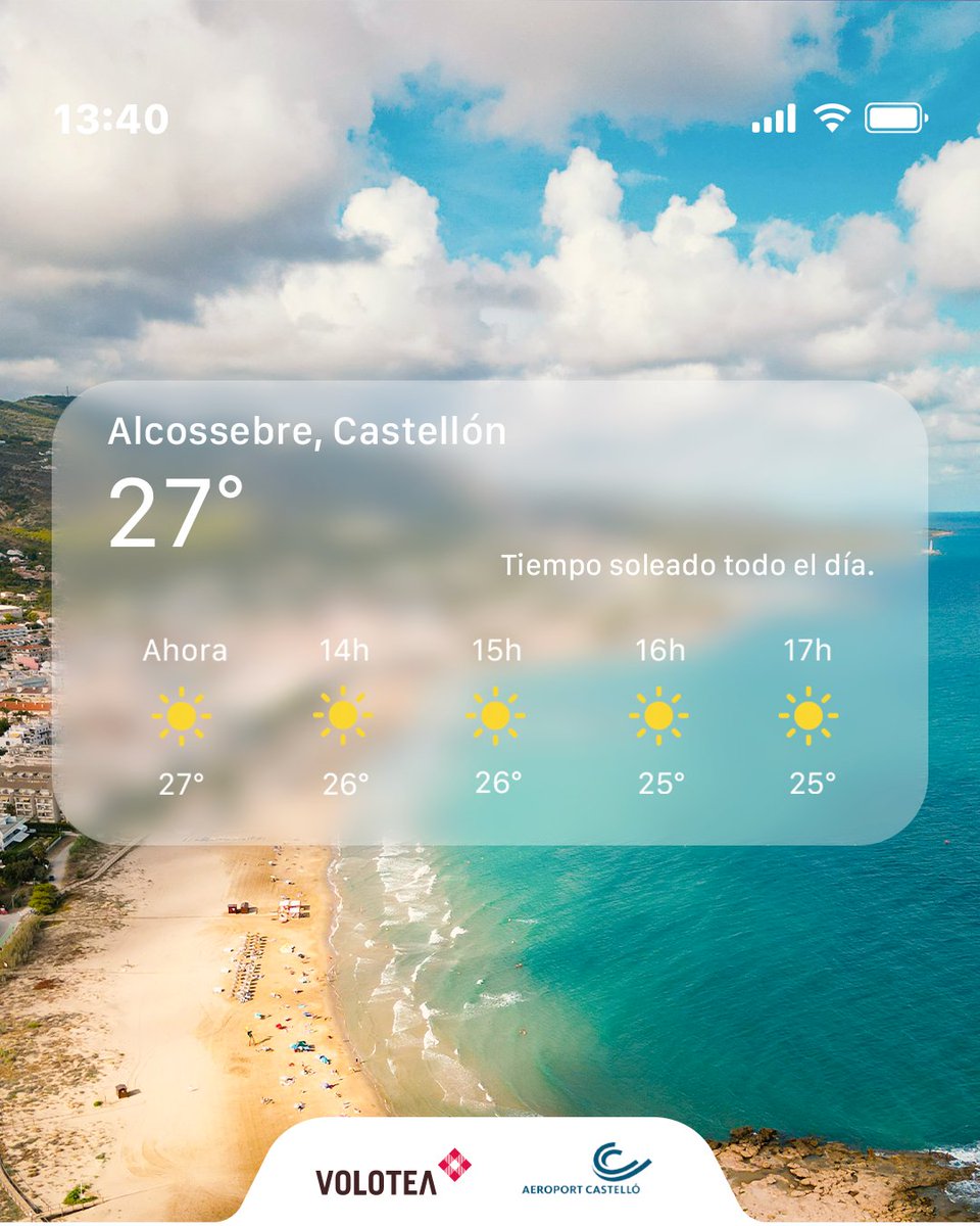 ¡Es julio en Castellón y el sol se hace sentir! ☀️ Disfruta de su clima mediterráneo, ideal para escapadas inolvidables a rincones como Alcossebre. 🌊
#Volotea #VoloteaCities #Castellón #AeroportCastelló #AeropuertoDeCastellón #CastellónAirport #ActitudMediterránea