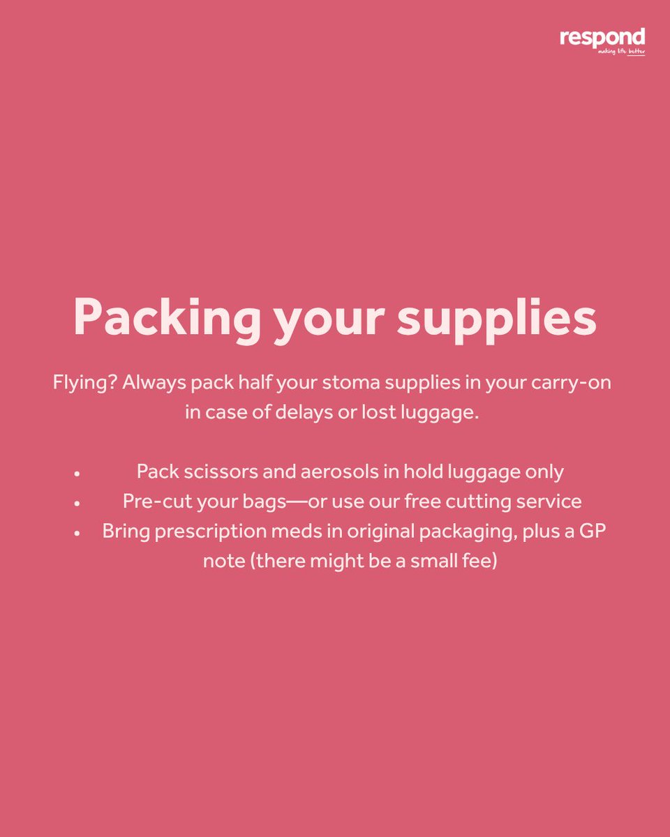 Travelling with a stoma? A little planning can make all the difference. Here’s what to consider before you go, and some top tips to help you feel confident and prepared for the journey ✈️