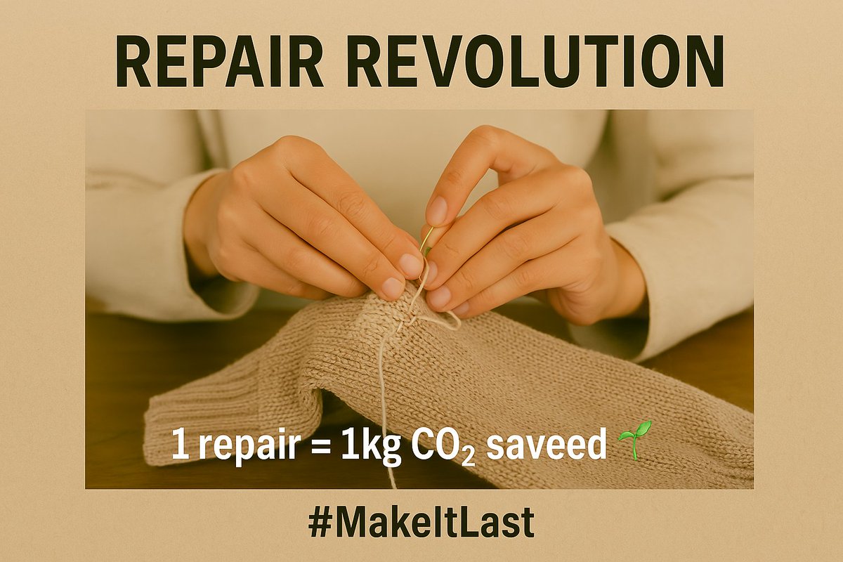 sustylish's tweet photo. 🧵 Darning My Sweater Saved 1kg CO2. Join the #RepairRevolution!
Your needle is a climate action tool ✨
1 repair =
✓ 1kg CO2 saved
✓ 1 landfill item avoided
✓ 1 protest against fast fashion
Retweet to spread the fix!
https://t.co/RR52cZefRx
#VisibleMending #MakeItLast https://t.co/QoLEQe63Xs