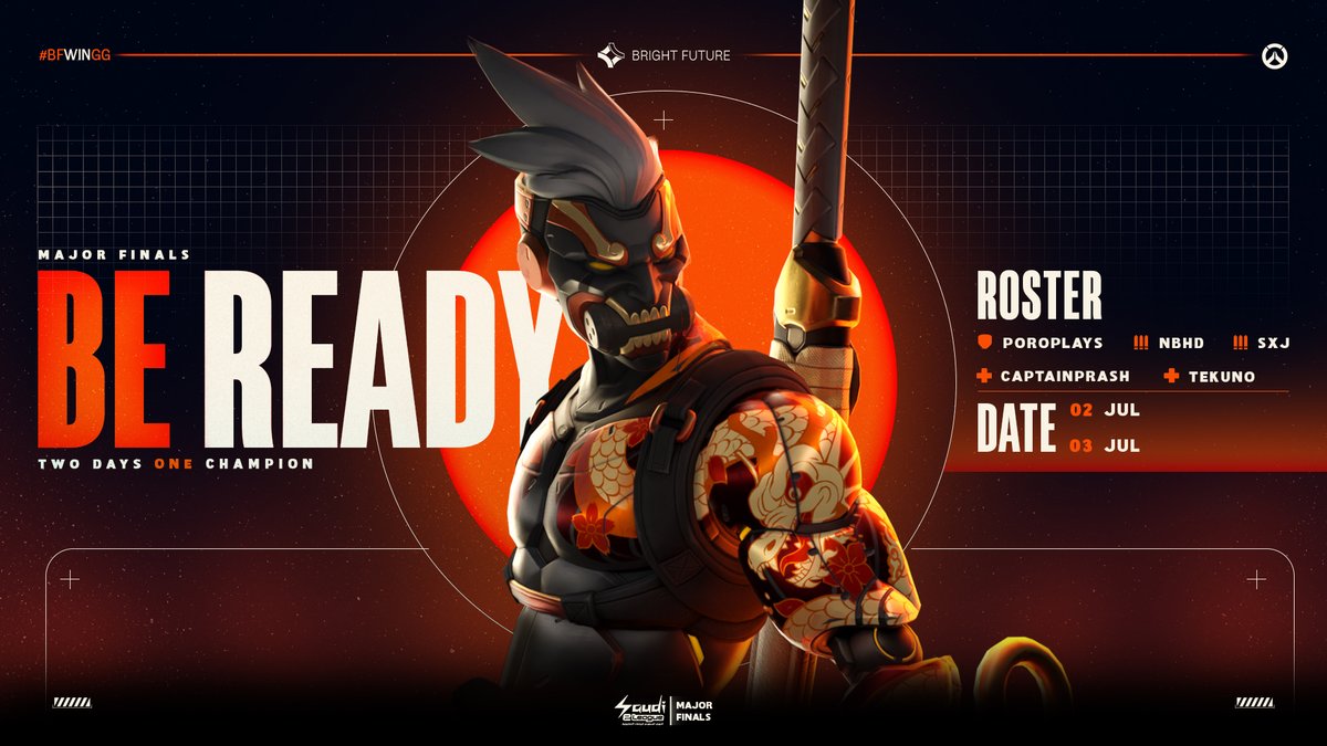 Two Days One Champion🔥
The Major Finals are here and we’re locked in

📅 July 2 - 3

💥 BE READY

🛡️| <a href="/PlaysPoro/">Poro</a> 
⚔️| <a href="/0NBHD/">NBHD</a> 
⚔️| <a href="/sxj_ow/">sxj_ow</a> 
💊| <a href="/CaptainPrash/">CaptainPrash</a> 
💊| <a href="/Realtekuno/">Dan</a> 

💼| <a href="/owsyzex/">BF Syzex</a> &amp; <a href="/lkmaz_/">Abdulkarim</a> 
🧠| <a href="/BUTEUK_OW/">BUTEUK</a>