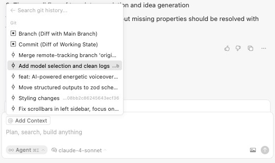 cursor_tips's tweet photo. Select Git and then the commit or branch to reference for your request: https://t.co/Dd8ouMz8VI