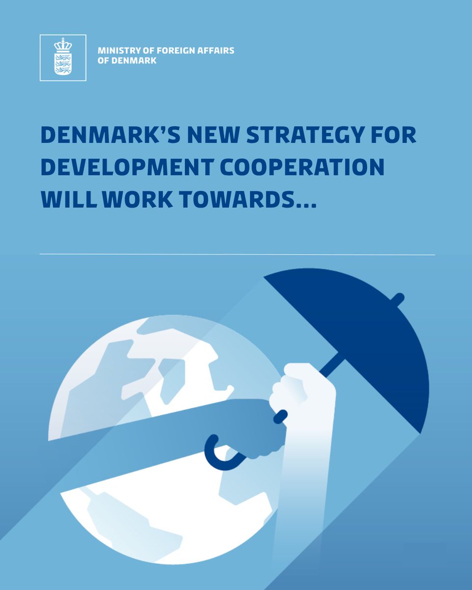 Denmark has just launched a new strategy for development corporation. Job creation and trade, response to conflict and irregular migration, green transition, democracy and human rights, and education and health are key elements. Read the new strategy 🔗bit.ly/3TOhjFs