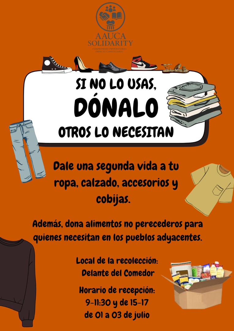 Nuestra Comunidad Universitaria organiza un acto de recolección de alimentos, zapatos y prendas de vestir para ayudar a la gente de los pueblos adyacentes con escasos recursos.
Una iniciativa tomada por los estudiantes  de la #AAUCA.
