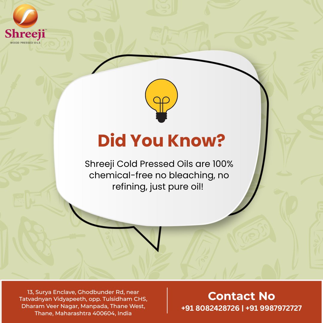 ShreejiOils's tweet image. Pure &amp;amp; Natural!
Shreeji Cold Pressed Oils are 100% chemical-free — no bleaching, no refining, just pure oil, the way nature intended! 🌱

#ShreejiOils #ChemicalFreeLiving #ColdPressedPure #NoRefiningNoBleaching #NaturalOil #HealthyChoices #PureFromSeedToBottle #ThaneBrand