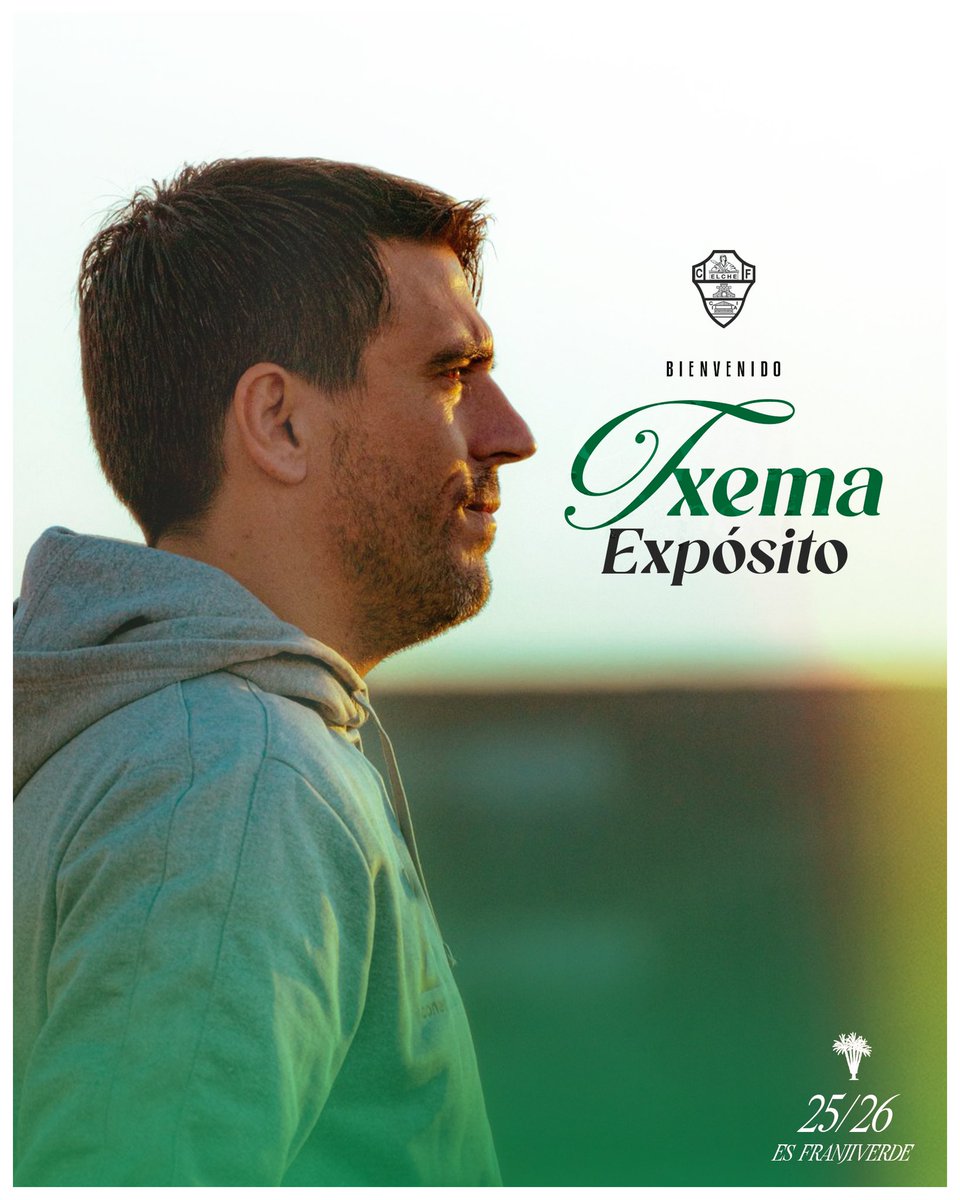 𝐓𝐱𝐞𝐦𝐚 𝐄𝐱𝐩𝐨́𝐬𝐢𝐭𝐨 se convierte en el nuevo entrenador del Elche CFF para la temporada 2025/26.

¡Bienvenido a la familia franjiverde, míster! 🫡💚

🔗: elchecf.es/noticias/txema…