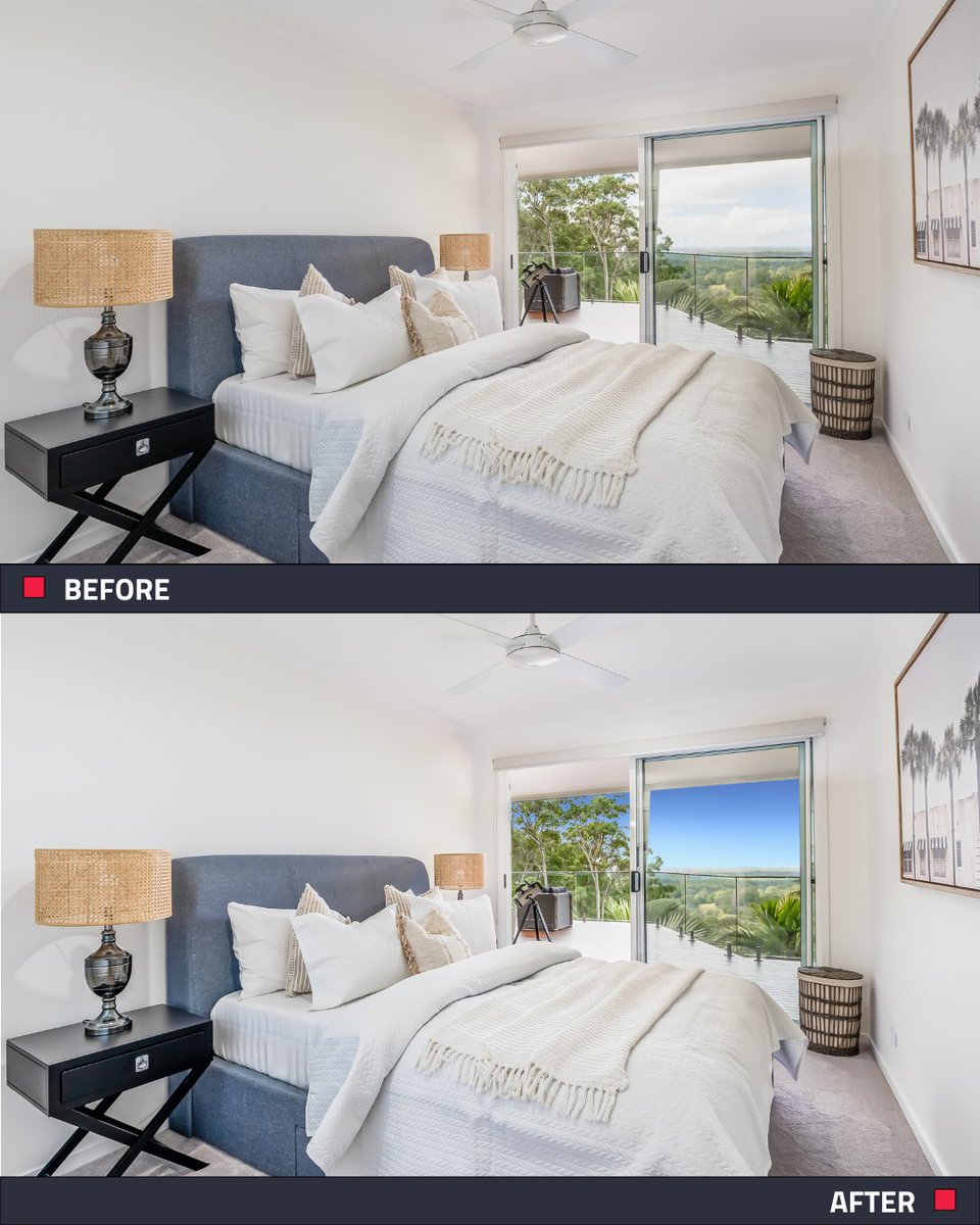 BoxBrownie_com's tweet image. Want to turn dull listing photos into eye-catching spaces? ✨

This bedroom went from drab to vibrant with blue skies &amp;amp; bright greenery—thanks to BoxBrownie.com’s Image Enhancement tool!

See the edit: tinyurl.com/y8tt2eyu

#BoxBrowniecom #ImageEnhancement