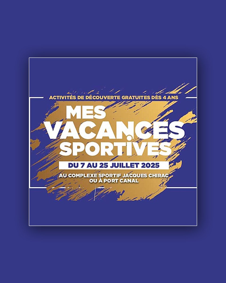 Mes vacances sportives [juillet 2025]
Du 7 au 25 juillet 2025
Complexe sportif Jacques-Chirac &amp; Port Canal
Service des sports de la Ville de Montauban
ℹ️ Information : lc.cx/y6Zahc