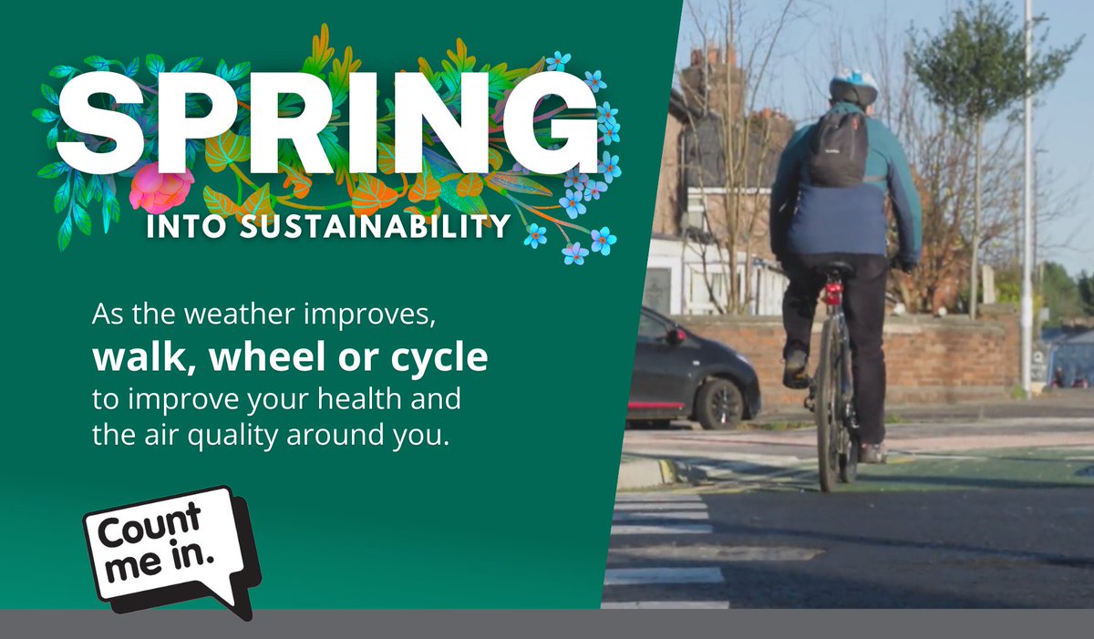 Spring into sustainability! 🌻 

Enjoy the sunshine and fresh air as the weather improves and walk, wheel, or cycle instead of driving to feel healthier and help keep our air clean. 🚶‍♂️🚲

Find out more about reducing your carbon footprint: orlo.uk/oJTFJ