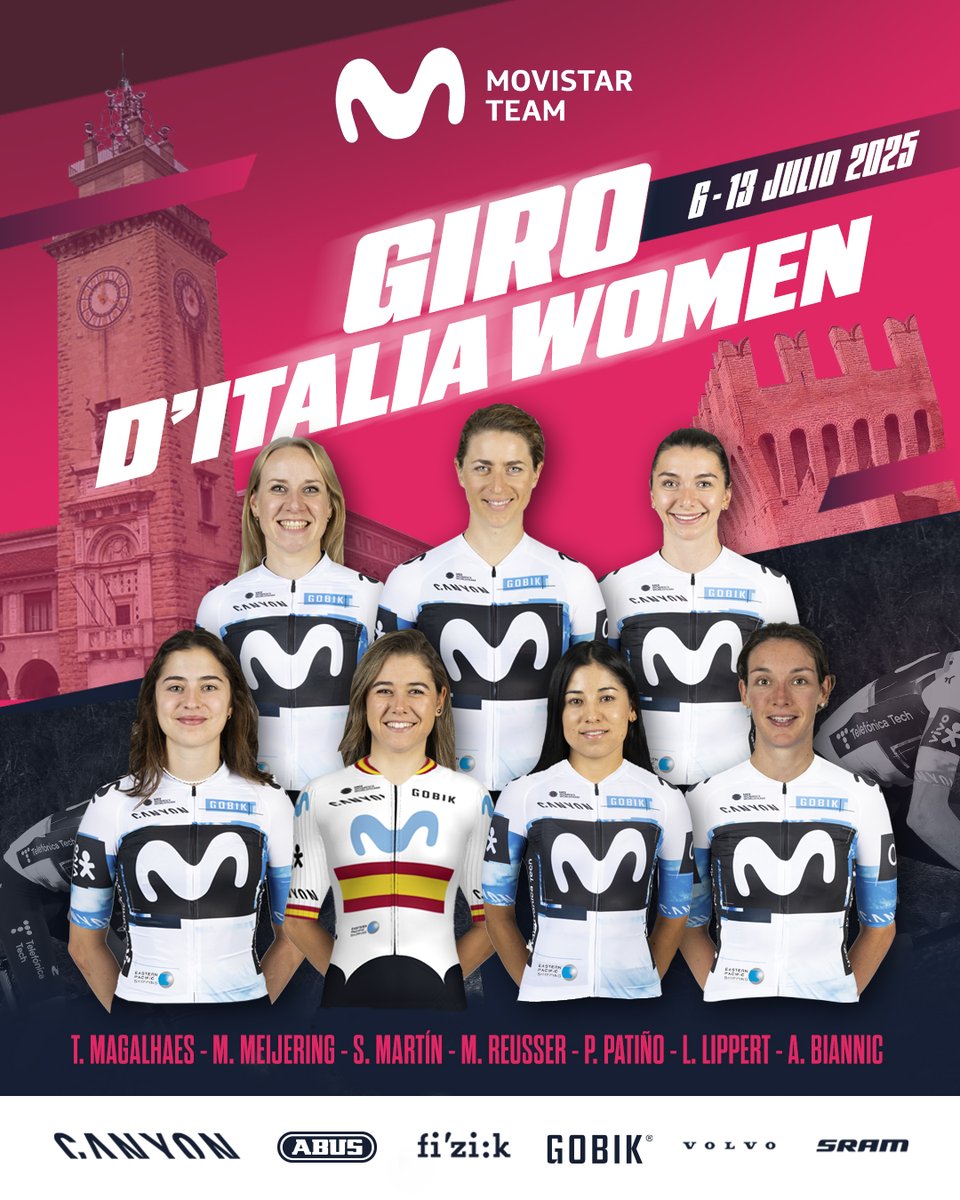 Ⓜ️ 💞 El domingo nos vemos en 🇮🇹 Bérgamo. Esta es nuesta alineación para el <a href="/girowomen/">Giro d'Italia Women</a> 👊

Noticia ampliada: bit.ly/44Aitd0

#RodamosJuntos I <a href="/movistar_es/">Movistar España</a> I #GirodItaliaWomen
