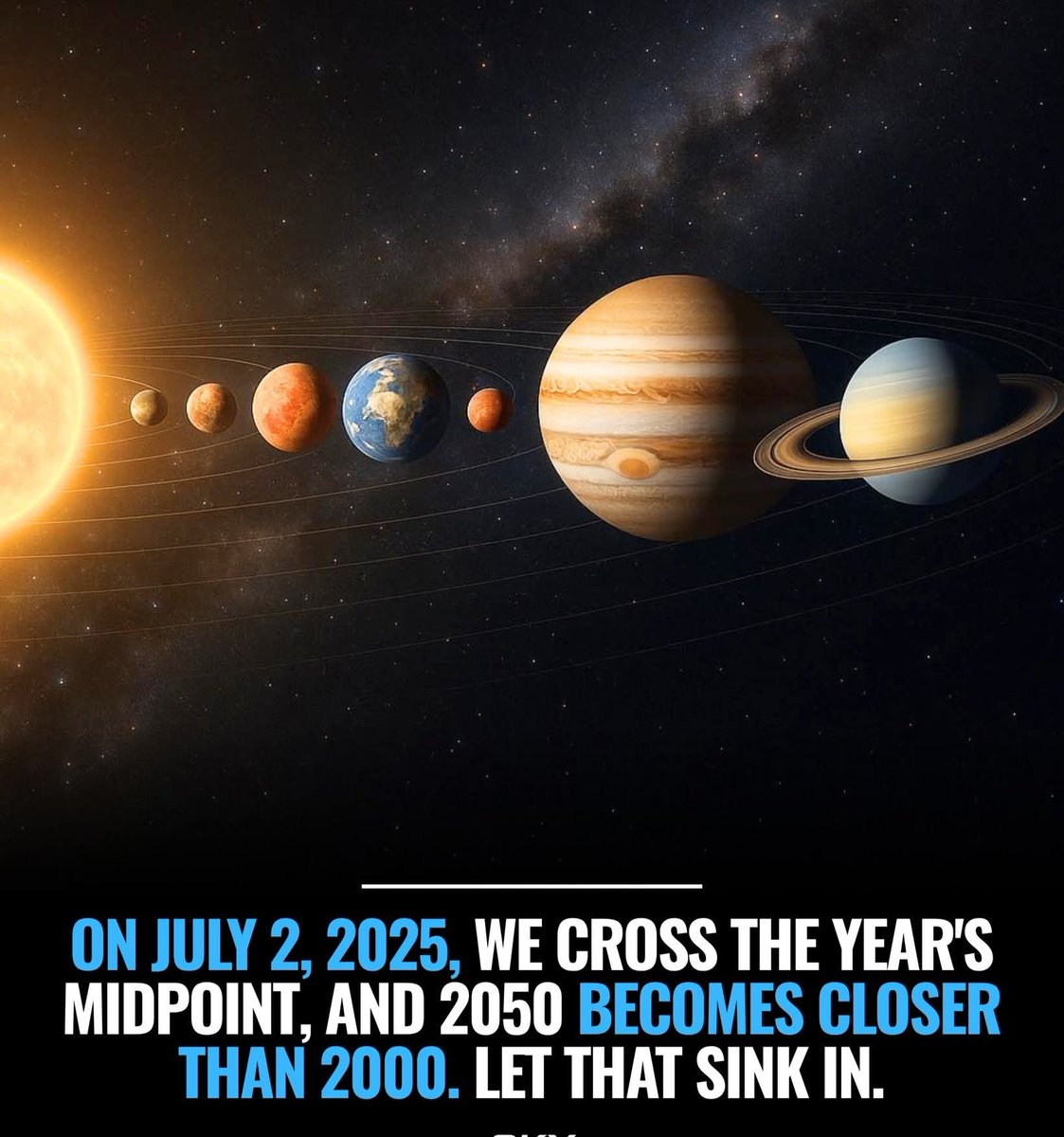 zone_astronomy's tweet image. The Midpoint of Time: A Subtle Cosmic Milestone

On July 2, 2025, we reach an intriguing point in our calendar the exact midpoint of the year. But this moment marks something even more poetic. From this day forward, the year 2050 lies closer in time than the year 2000. What once…