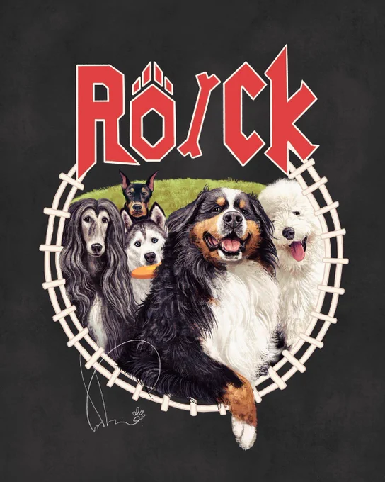 ROCK IN JAPAN FES. 2025 オフィシャルグッズイラストを描きました。 大型犬の優しさとパワーをその身に纏え…!