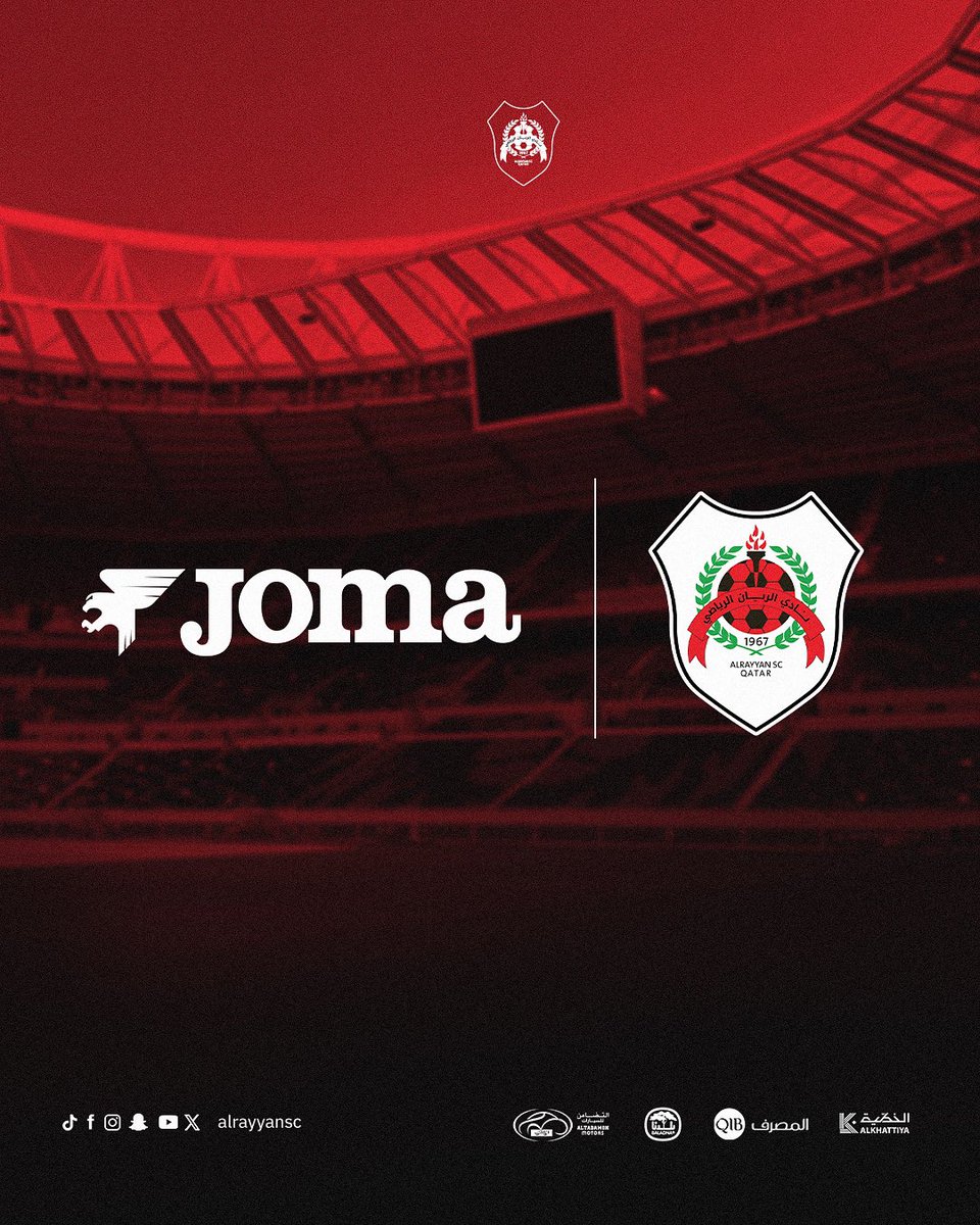 الريان وجوما 
شراكة استراتيجية نحو التميز.

Al Rayyan SC 🤝 Joma
.Strategic partnership to excellence

#الريان | #AlRayyan