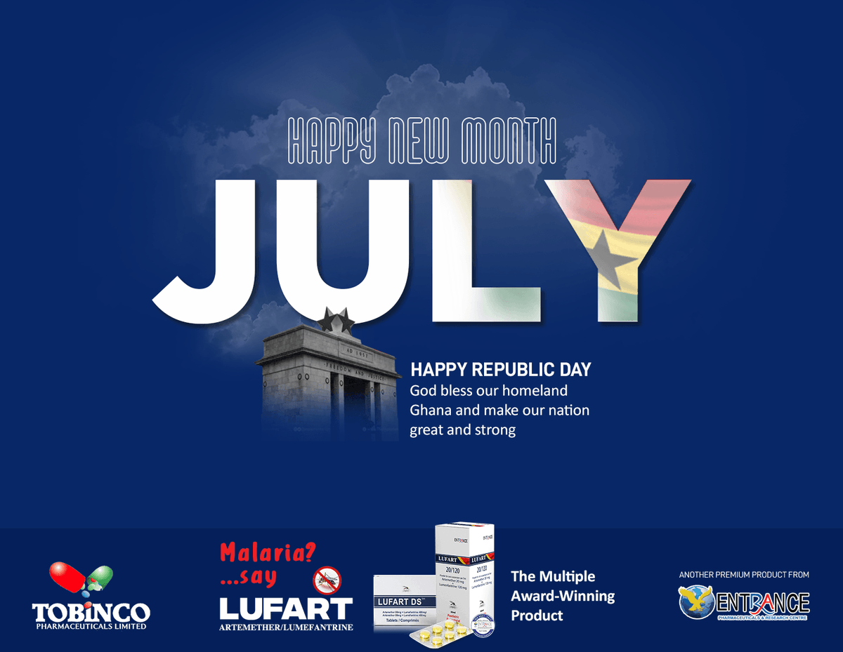Tobincopharmacy's tweet photo. Happy New Month of July and Happy Republic Day - God bless our homeland Ghana, and make our nation great and strong!

#Tobinco #LUFART #July #July2025 #Tuesday #Ghana #PresidentMahama #Gihoc https://t.co/FJloaLwOEM