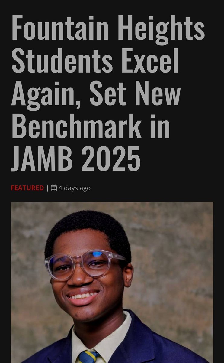 exam_scholar's tweet photo. Oluchi Chibuzor
With an aggregate score of 341 in the last JAMB exam, Fountain Heights Secondary School’s Osilama Abigboa joined many of his high scoring classmates in upholding the school’s excellent track record.
#jamb #jamblatestnews #jambupdate #Trending https://t.co/QOBybTVtNu