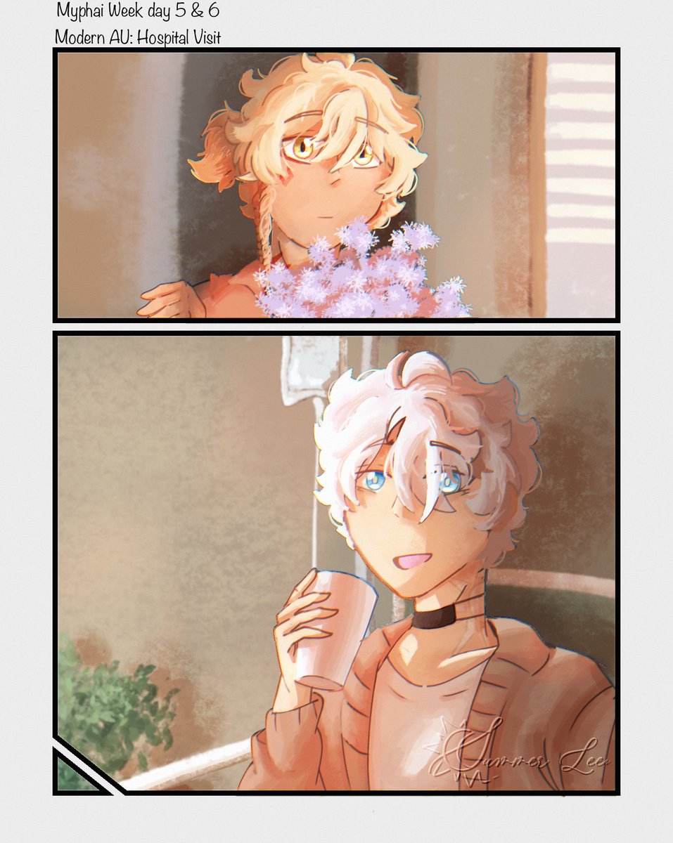 Ivy_SummerLee's tweet image. Day 5 &amp;amp; 6 Modern AU and Hospital Visit
#myphai  #myphaiweek2025 

.
Idk why i choose this setting but i wanted something bittersweet ^^