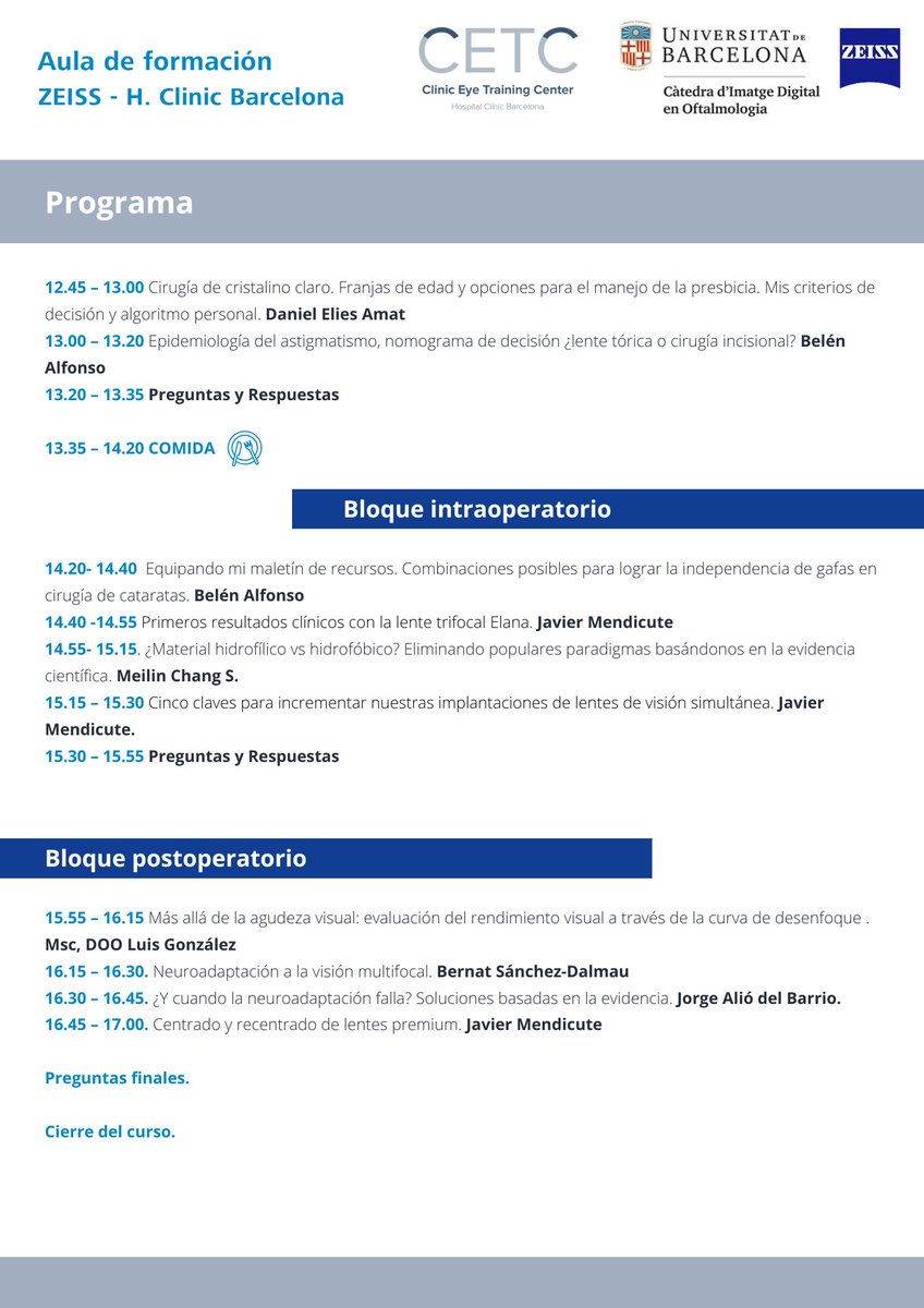 🚨 ¿Eres oftalmólogo y quieres dominar la cirugía con lentes premium en 2025?
🔍 Casos clínicos, algoritmos, neuroadaptación, nuevas lentes...
🗓️ 4 julio 2025
🎯 Con referentes como Jorge Alió, Daniel Elies, Meilin Chang y más.
⚠️ Últimas plazas online → onx.la/44a94