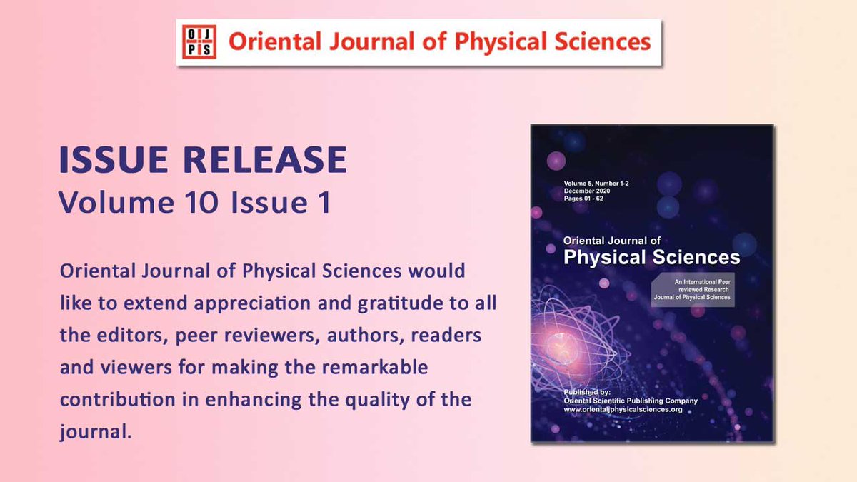 Oriental Journal of Physical Sciences tweet media