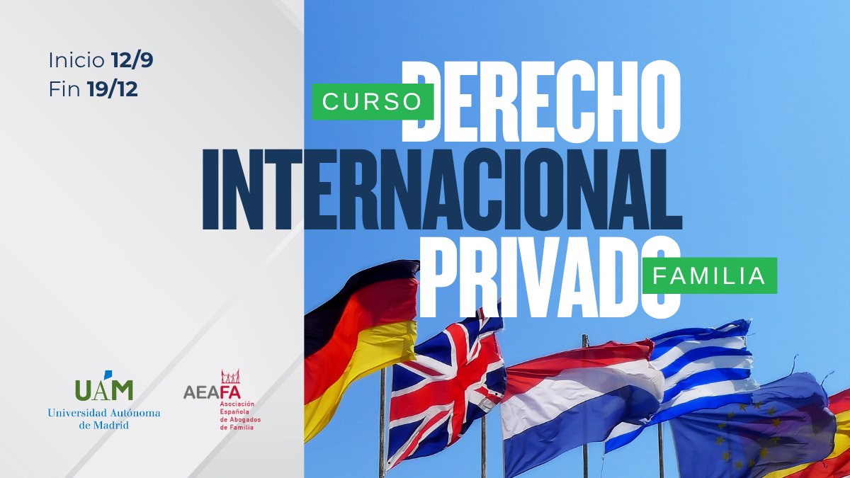 💎Estrenamos Curso de Derecho Internacional Privado de Familia AEAFA &amp; <a href="/UAM_Madrid/">UAM Autónoma Madrid</a>.

🔺Formación práctica con abogados expertos, magistrados y catedráticos de reconocido prestigio.
🔺3 meses de formación. Precio especial asociados: 720€
Inscríbete: fuam.es/curso-corto/de…