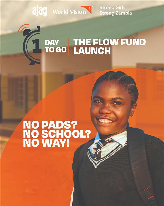WorldVisionZamo's tweet photo. 1 Day to Go! Tomorrow we launch #TheFlowFund to support 5,000 girls with reusable pads & menstrual health education. Tag someone to join us! #NoPadsNoSchoolNoWay #WorldVisionZambia #StrongGirlsStrongZambia #EndPeriodPoverty https://t.co/UvbcpN3tDR