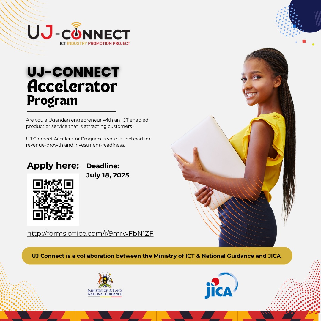 Calling all Ugandan ICT entrepreneurs!

Do you have an ICT-enabled product or service that’s already attracting customers?

Take your innovation to the next level with the UJ-Connect Accelerator Program, your launchpad for revenue growth and investment readiness.

 Apply now: