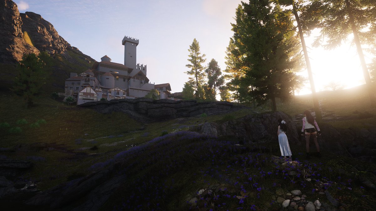 Witchtail's tweet photo. One day I decided that I wanted a beautiful view from the window of my house in Eternaland....and for my soul there is nothing more beautiful..than the romance of medieval and fantasy....so I built this castle...🏰#oncehuman #ThePhotoMode #VirtualPhotography #playerbase https://t.co/4CoES13063