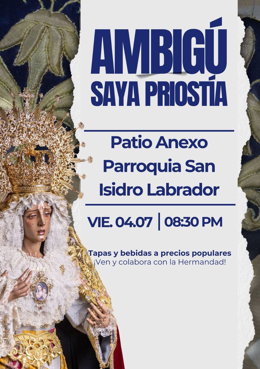 Este próximo Viernes a partir de las 20,30h os esperamos en el patio de nuestra Parroquia para pasar un buen rato y colaborar con el proyecto del grupo de Priostia.