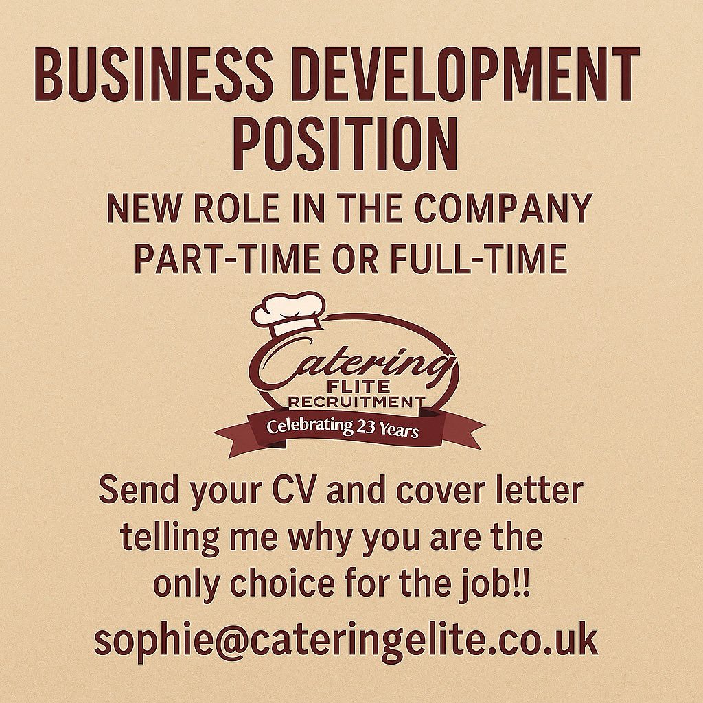 🚨 We’re Hiring! – Brand New Business Development Role 🚨

We’re excited to announce a fresh, brand-new position at Catering Elite!
We’re on the lookout for a Business Development superstar to help grow and expand our company like never before.

🆕 This is a newly created role,