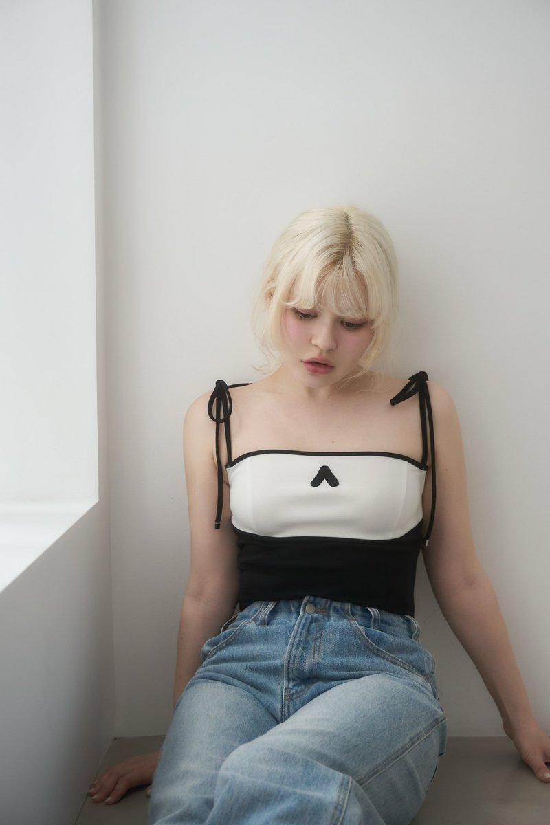 Sora bicolor camisole color ice blue/black ¥7700-tax in バスト下で