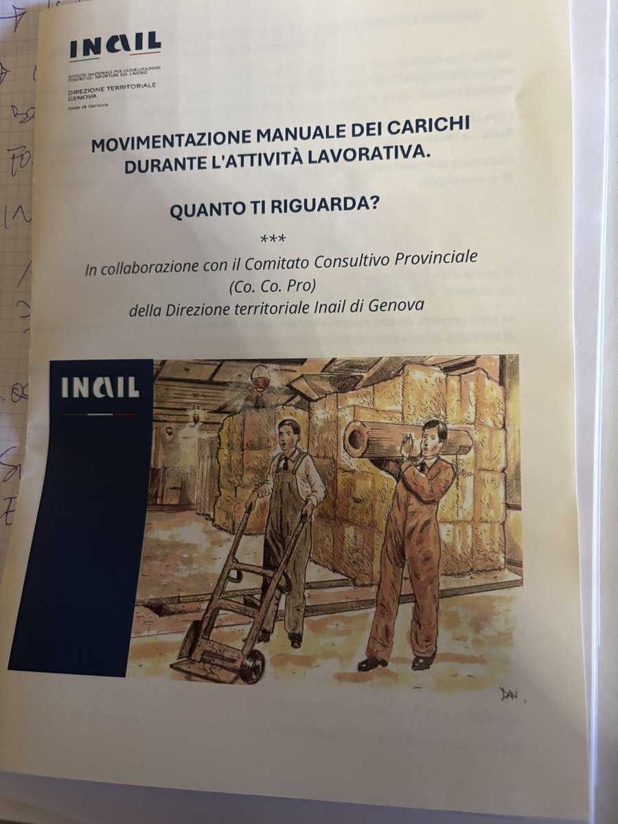 Ora a Genova con la direzione territoriale ed il comitato provinciale <a href="/inail_gov/">Inail</a> per presentare l’opuscolo su “movimentazione manuale dei carichi durante l’attività lavorativa: quanto ti riguarda? “