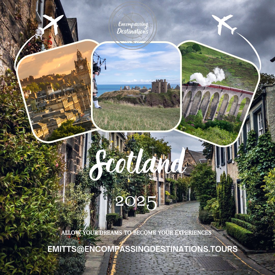 EncompassingD's tweet photo. 5 reasons Scotland is a must? 🏰🏞️
Lochs, legends, whisky trails, Highland views, and castles at every turn.
It’s rugged, romantic, and unforgettable.
📩 Let’s plan your dream Scotland escape!
#VisitScotland #ScotlandBucketList #TravelWithElizabeth https://t.co/Dnk3QKhkMF