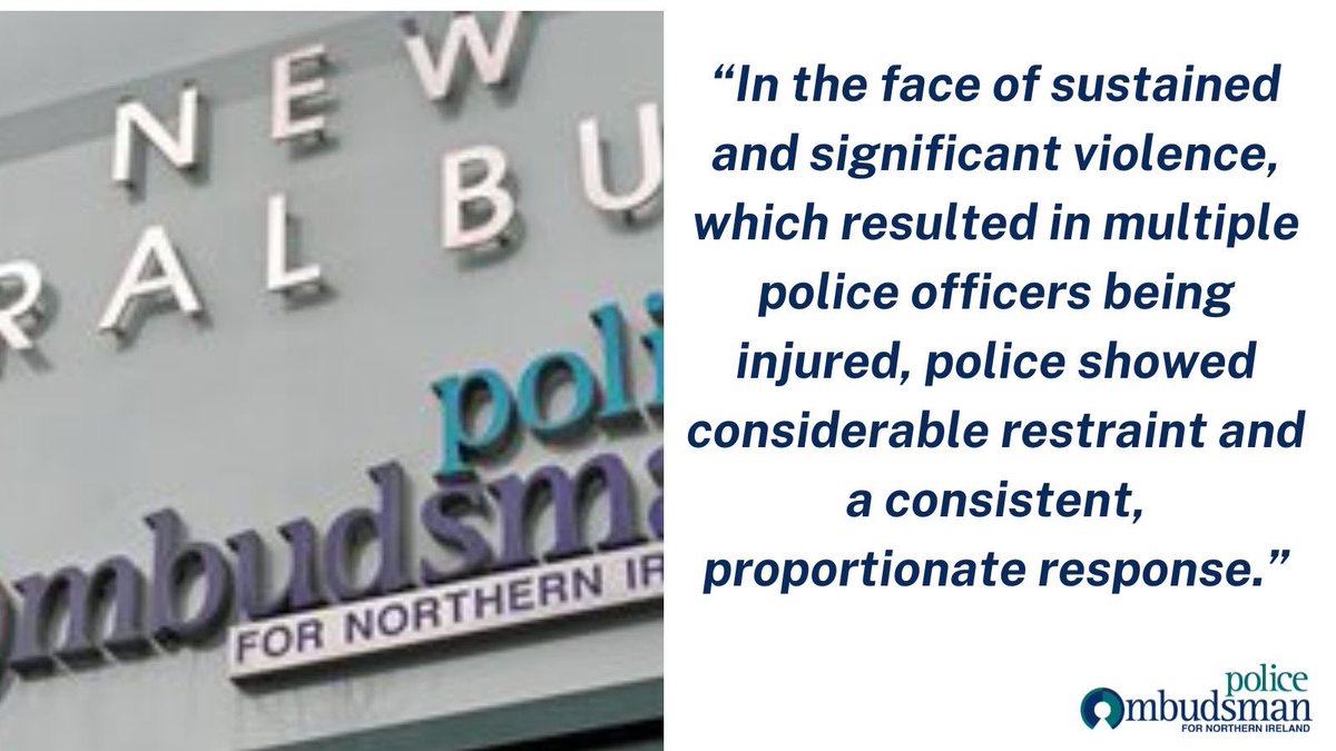 A Police Ombudsman review of the PSNI’s use of ‘Attenuating Energy Projectiles’ (AEPs), commonly known as baton rounds, during public disorder in June has concluded that police commanders showed “considerable restraint” in their use of force.
 
policeombudsman.org/AEPsJune2025