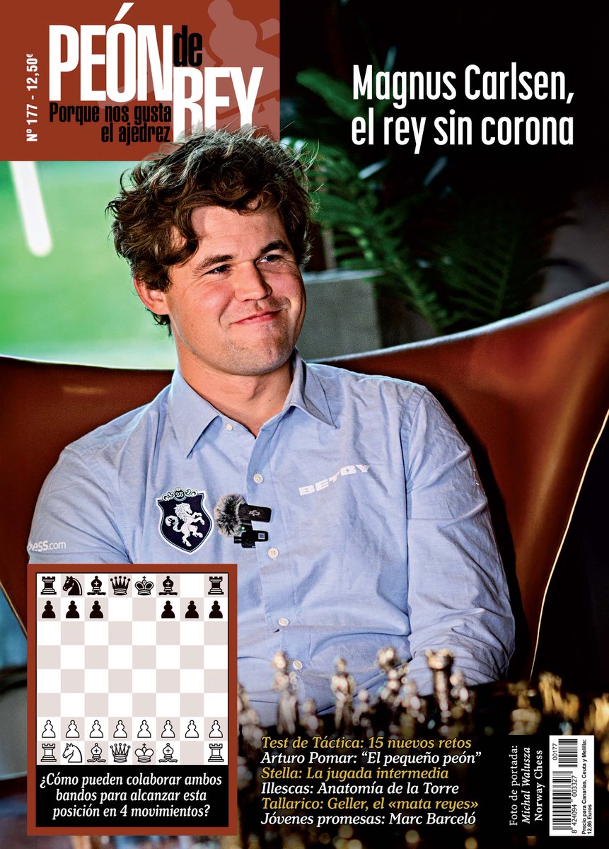 revistaPDR's tweet image. ♟️ Nuevo Peón de Rey nº 177 (jul-ago 2025) @MagnusCarlsen 👑 rey sin corona, séptimo @NorwayChess 👸 @annamuzychuk90 reina en #Norway 🤔🧩 Nuevo Concurso de verano para mentes afiladas 🧙Así jugaba Spassky por @IllescasMiguel 🙏 RT 💝 #suscripcionPDR #PDR177