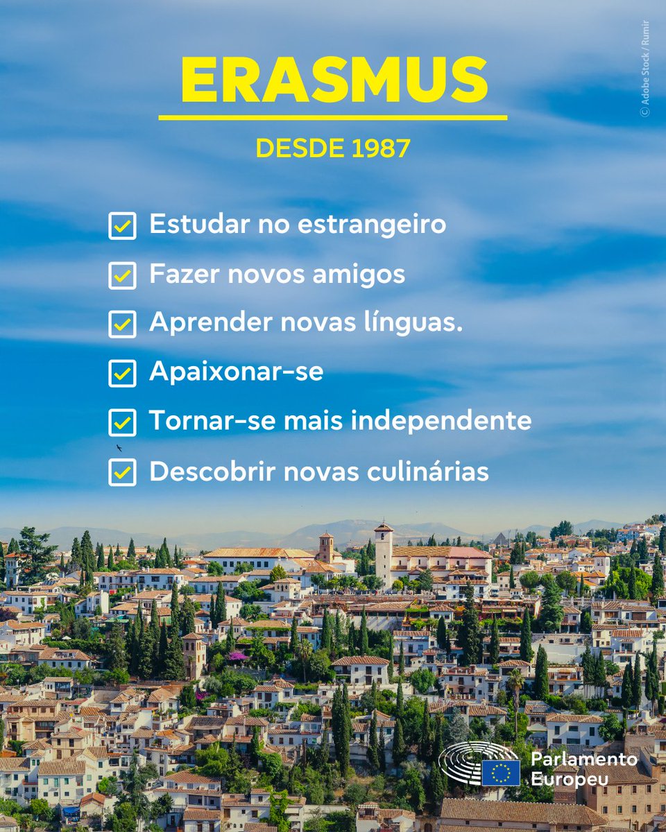 Este ano celebramos 38 anos do programa Erasmus! 🎂

Desde 1987, esta fantástica iniciativa já permitiu que mais de 16 milhões de estudantes vivessem experiências únicas, aprendessem sobre novas culturas e fizessem amizades para a vida. 🌍📚🤝

Sabe mais: erasmus-plus.ec.europa.eu/pt-pt