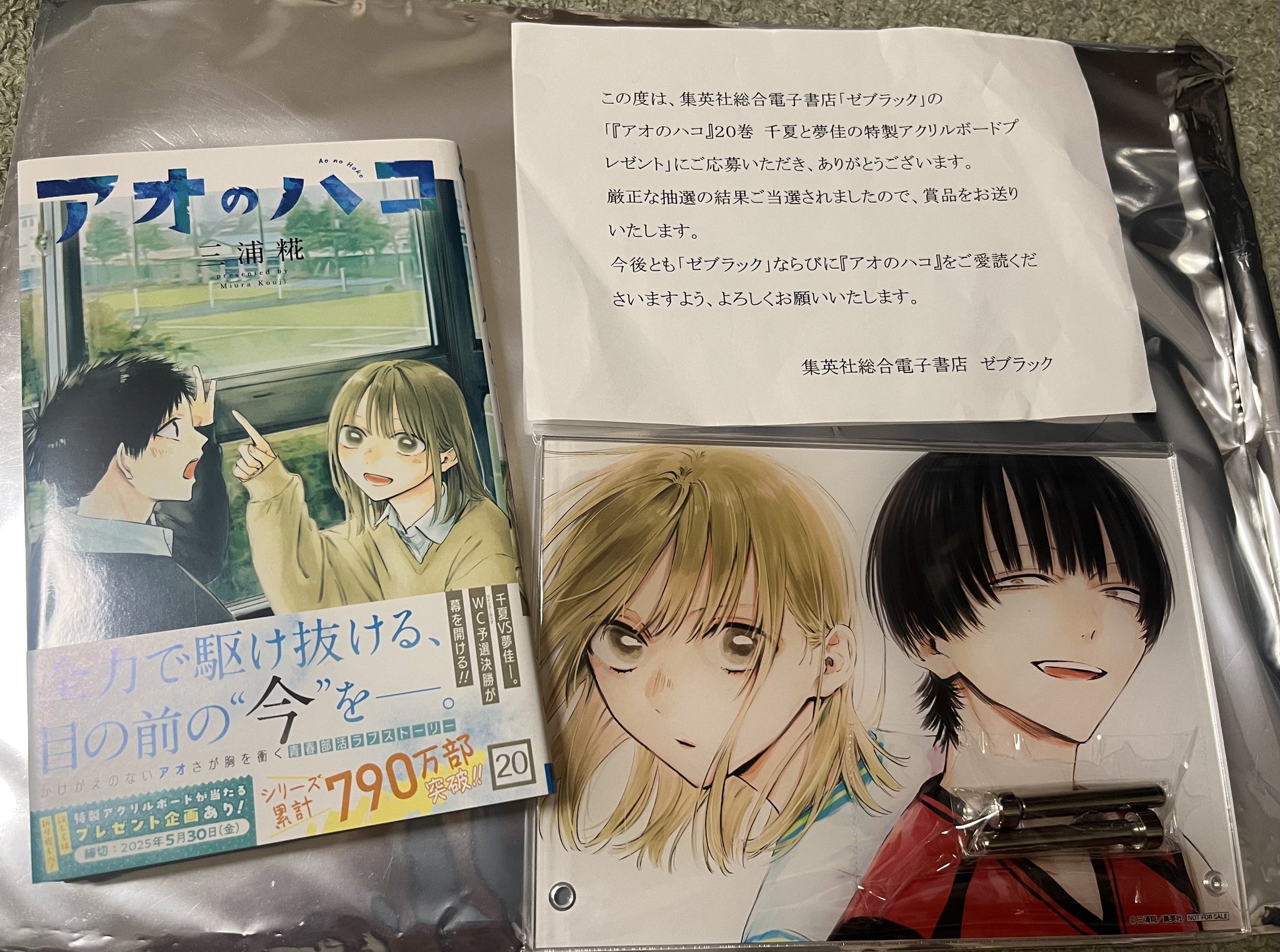 アオのハコ　千夏と夢佳の特製アクリルボード　ゼブラック　当選品 アオのハコ 千夏と夢佳の特製アクリルボード ゼブラック 当選品