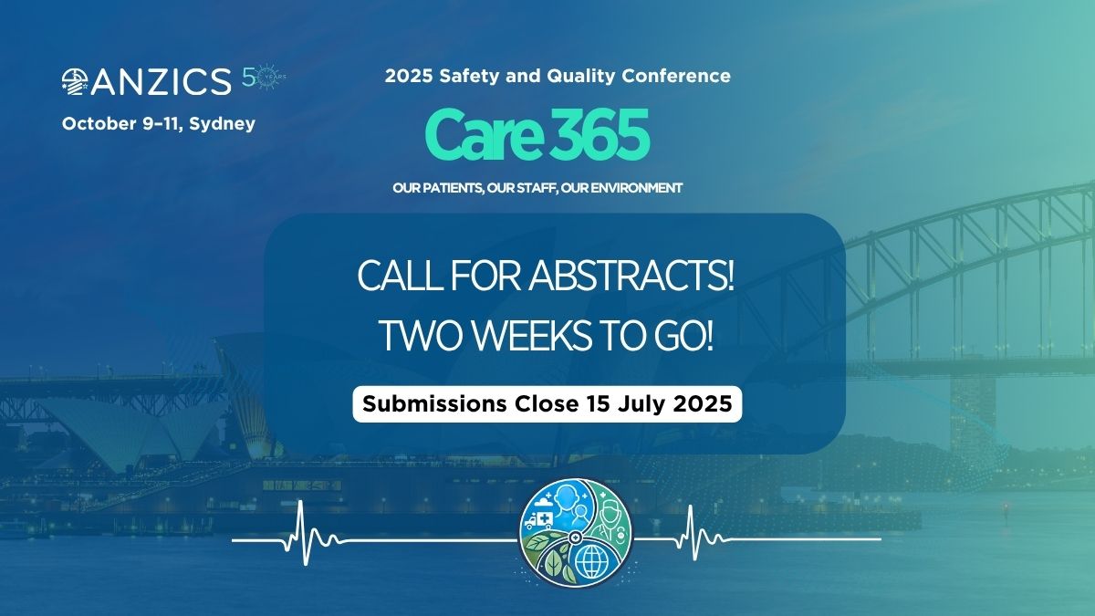 anzics's tweet image. 📢 Calling for Abstracts! Two weeks to go!
Attention all researchers, practitioners, and thought leaders in Intensive Care.
We want to remind you that there are only two weeks left to submit your abstract for the highly anticipated Care 365: Our Patients, Our Staff, Our…