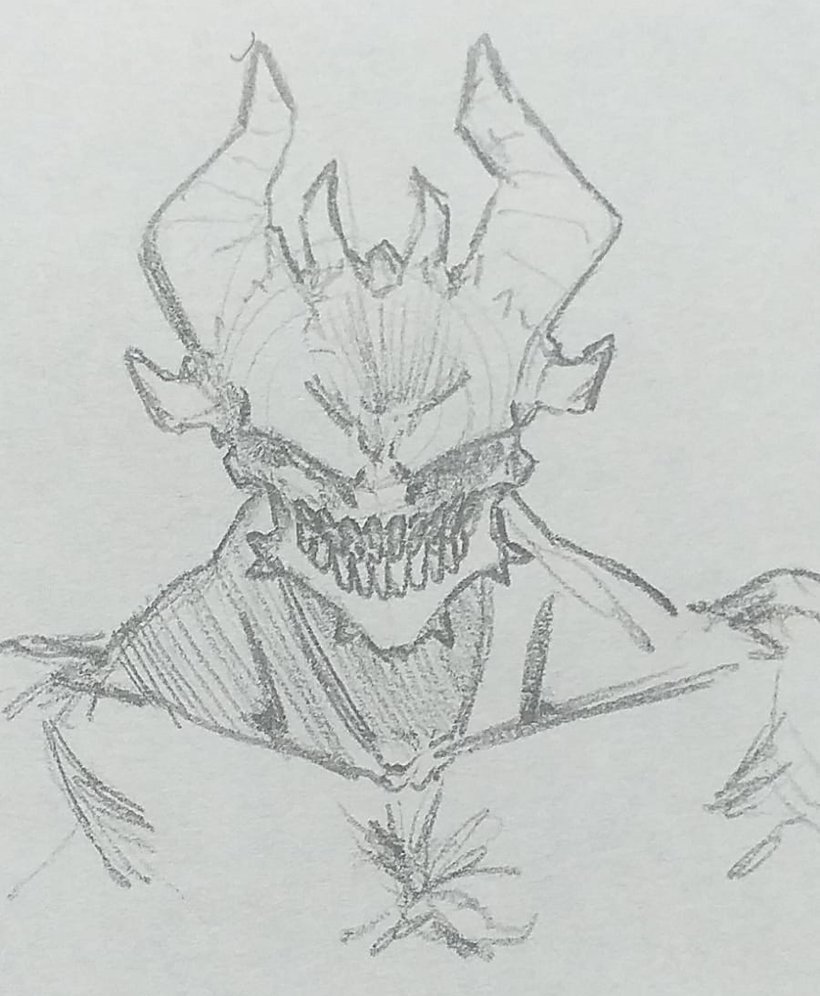 Hi guys, I hope you’re doing well. Here’s a sketch of one of the demons from my manga. It’s not finished yet—I want to make it more original, but I’m sharing it for now so my Twitter doesn’t stay inactive for two months.
#Manga #MangaCommunity #DemonDesign #darkfantasy  #Sketch