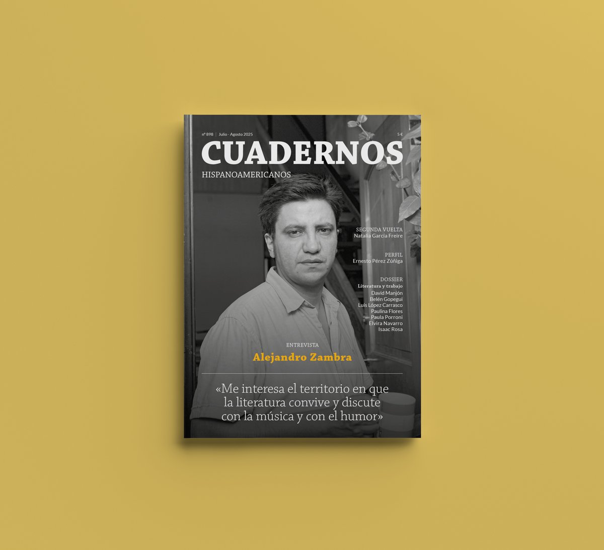 🌟 El chileno ALEJANDRO ZAMBRA, portada de la edición de JULIO-AGOSTO 🌞 de 🗞️Cuadernos Hispanoamericanos. Una entrevista de <a href="/CesarTejeda_A/">César Tejeda</a> que puedes leer íntegramente aquí 👉cuadernoshispanoamericanos.com/alejandro-zamb…