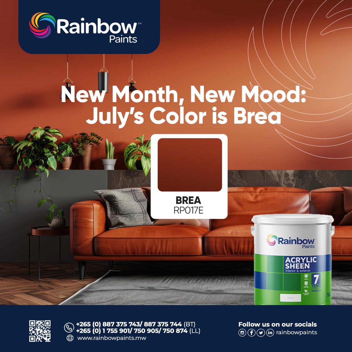 rainbowpaintsmw's tweet photo. A new month deserves a color with soul.
Meet Brea—warm, grounded, and full of quiet strength.
Perfect for feature walls, fireplaces, studios, and calm corners.
#ColorOfTheMonthMW #Brea #RainbowPaintsMW #WarmInteriorsMW #JulyInColor #EarthTonesMW #ModernRusticMW https://t.co/1u8C8ek148