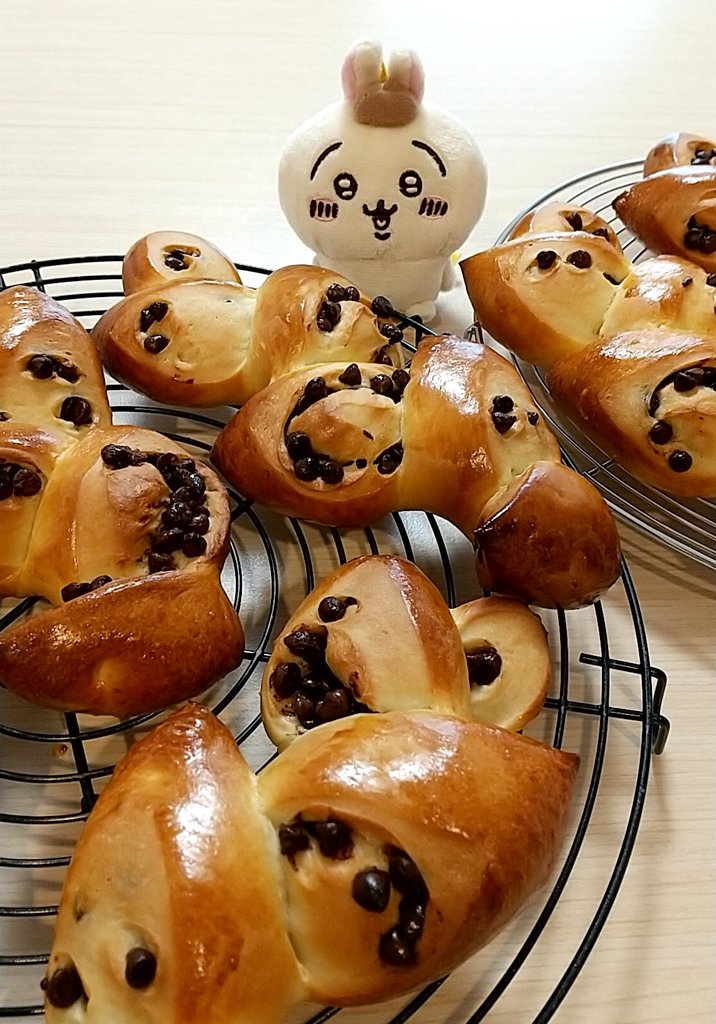 チョコのエピを作りました✨
生地は牛乳仕込みで、チョコチップをたっぷり巻き込みました(*´ω｀)
明日の朝食が楽しみ🎵カルピスソーダと一緒にいただきます🥐
#パン作り