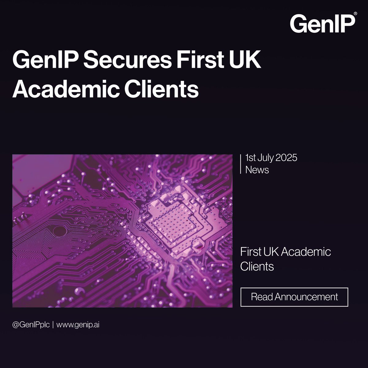 GenIP Secures First UK Academic Clients

GenIP Plc is pleased to announce that it has broken into the UK academic technology transfer market by securing its first contracts with leading UK-based research institutions.

Read RNS here: londonstockexchange.com/news-article/G…