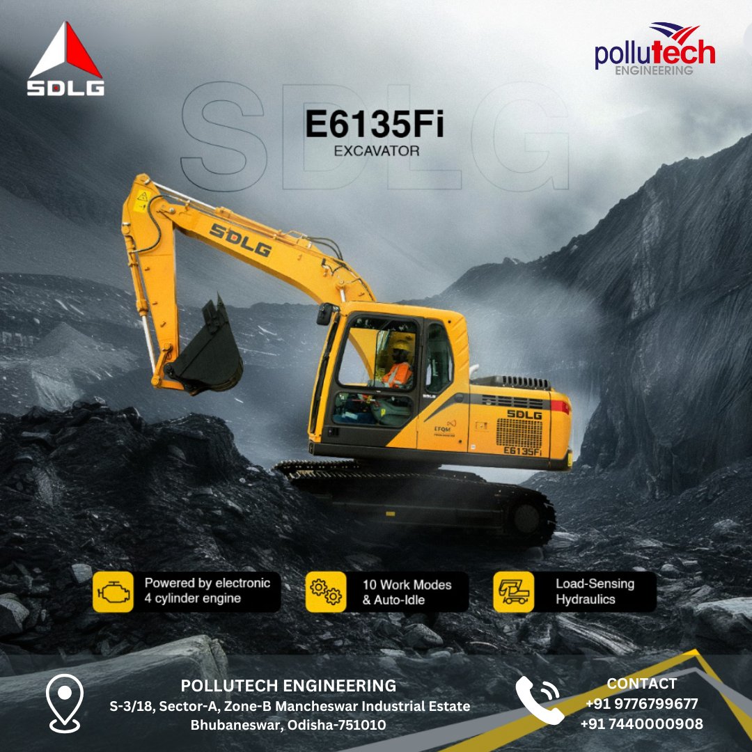 PollutechE's tweet photo. Tackle any task with SDLG’s E6135Fi Excavator. Powered by electronic 4 cylinder engine and energy-saving hydraulics, it delivers fuel economy and lasting reliability.
Contact us for more: +91 9776799677
#YourGrowthMachine #SDLG #SDLGIndia #Excavator #E6135Fi https://t.co/OfWgouxK2m