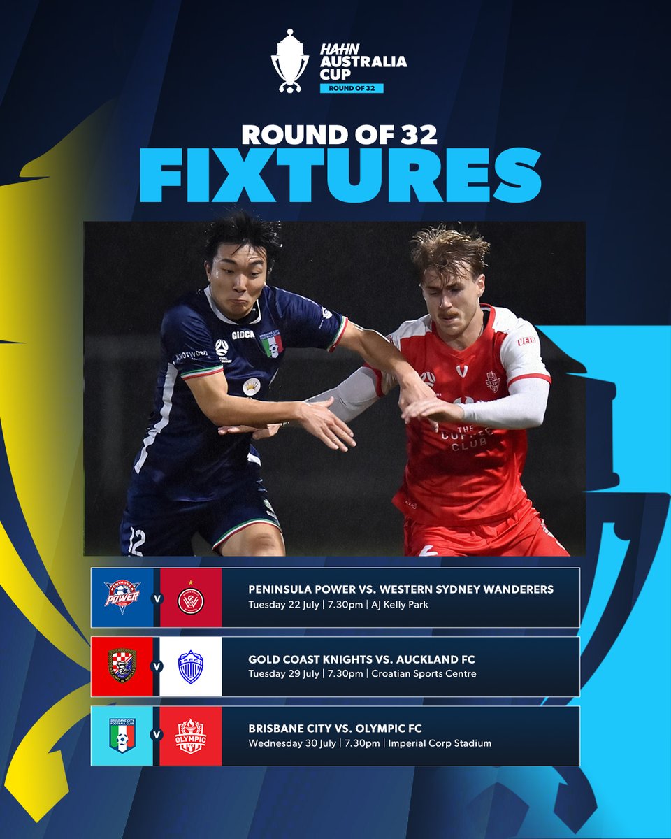 Football Queensland (@footballqld) on Twitter photo 3️⃣ home clashes are locked in for the Hahn <a href="/AustraliaCup/">Hahn Australia Cup</a> Round of 32 🔒
Queensland football fans are in for a treat this July, with big crowds expected at each match as we prepare to welcome some of the nation's best talent into our own backyard! 3️⃣ home clashes are locked in for the Hahn <a href="/AustraliaCup/">Hahn Australia Cup</a> Round of 32 🔒
Queensland football fans are in for a treat this July, with big crowds expected at each match as we prepare to welcome some of the nation's best talent into our own backyard!