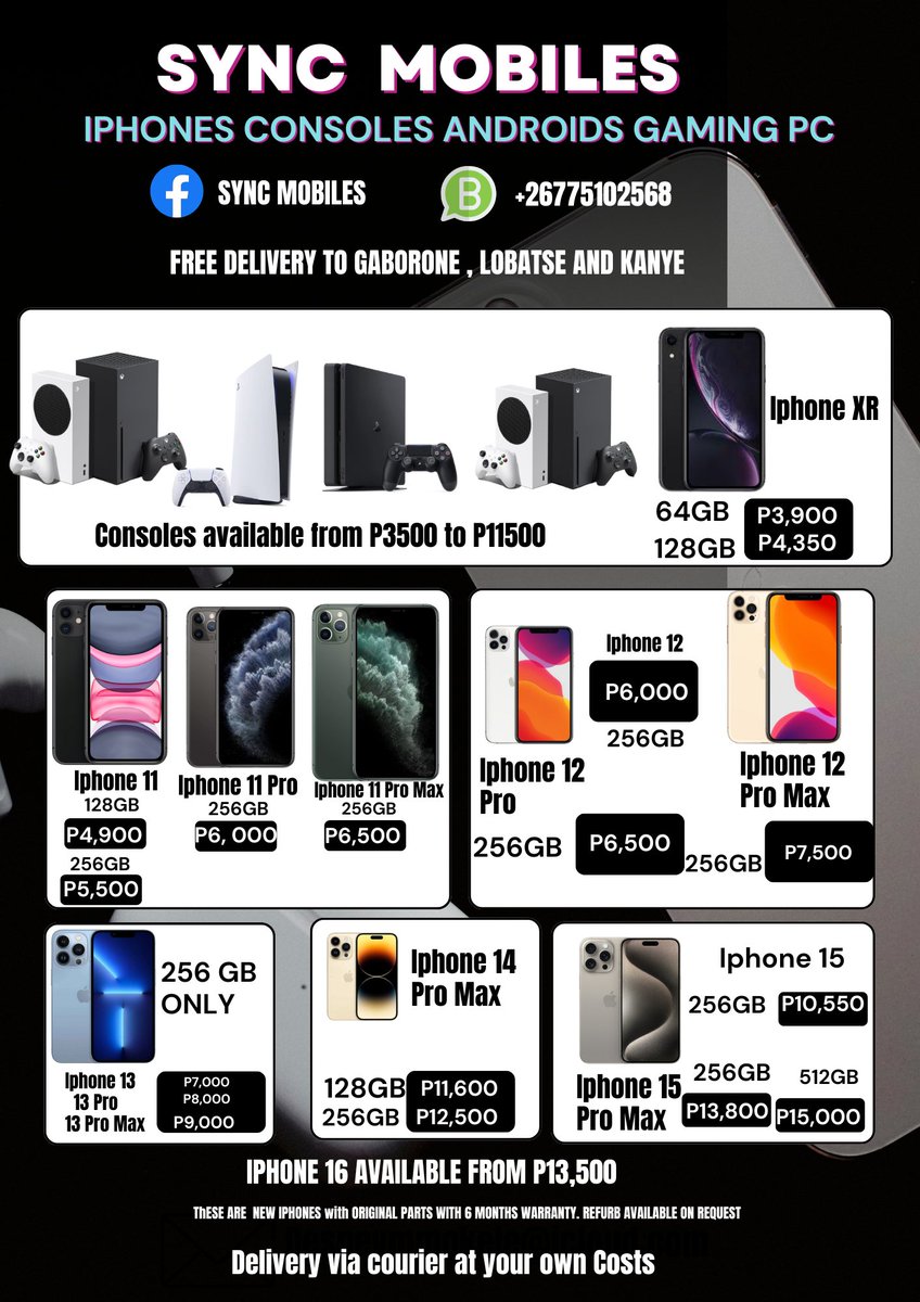 ClouttgrapherX's tweet photo. 📱 Selling New iPhones & Samsungs!
🚚 12-day delivery max
📦 Reputable courier only
❌ I don’t blame delays on clearance. I move smart + fast.
P100 or P150 per successful order!
DM now 📩
#Botswana #Gaborone #iPhone16 #TrustedPlug #NoBurs #SouthAfrica #Kenya #KFCAppWeek #PushaBW https://t.co/DwwWGOa7tD