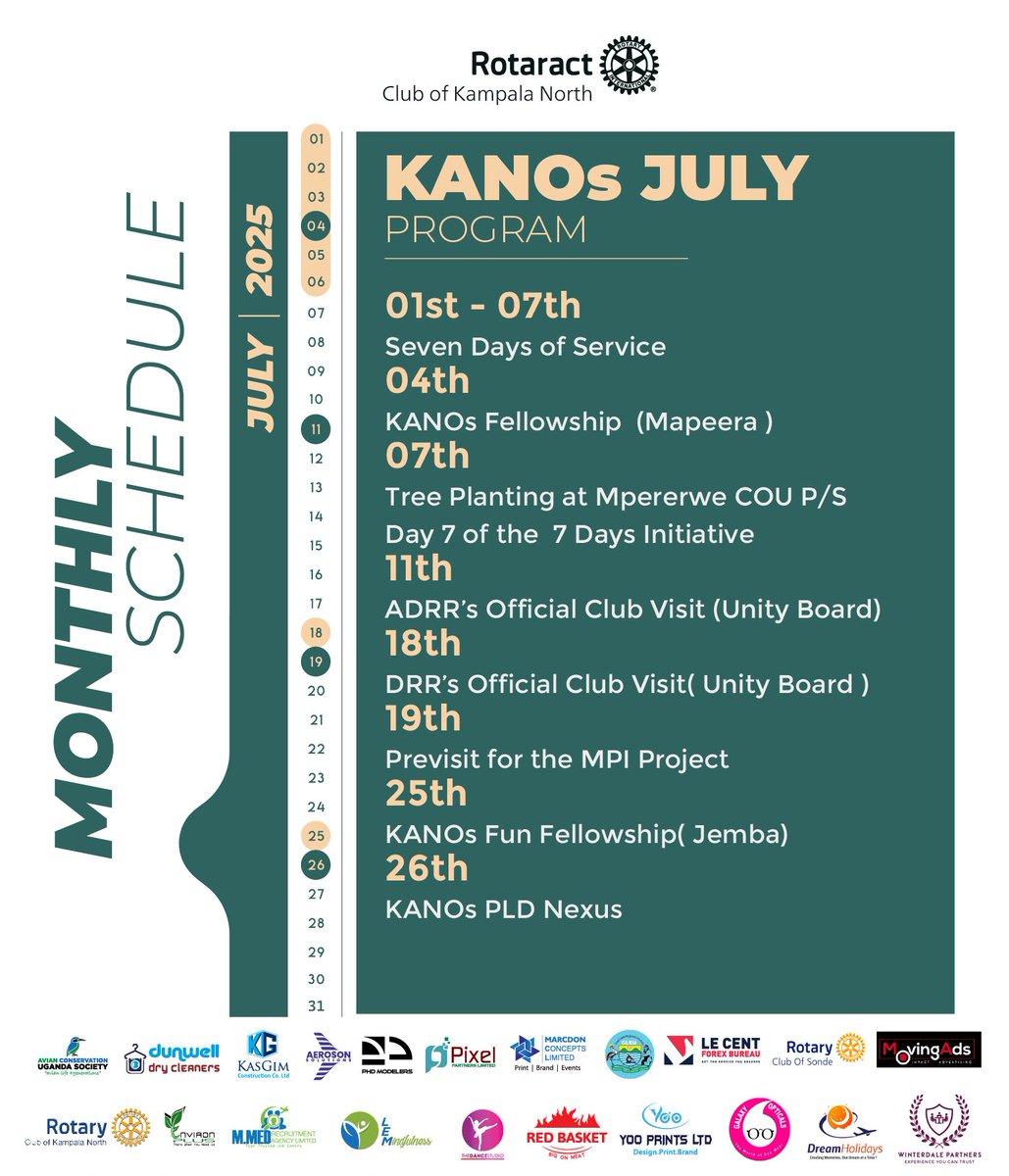 kanosug's tweet image. Wishing our amazing Rotaract family a very happy July and a fantastic new Rotary year 2025/26!
May this new year bring us opportunities for growth, service, and friendship.
Please Recieve the KANOs July Program
#KANOsMeetUp