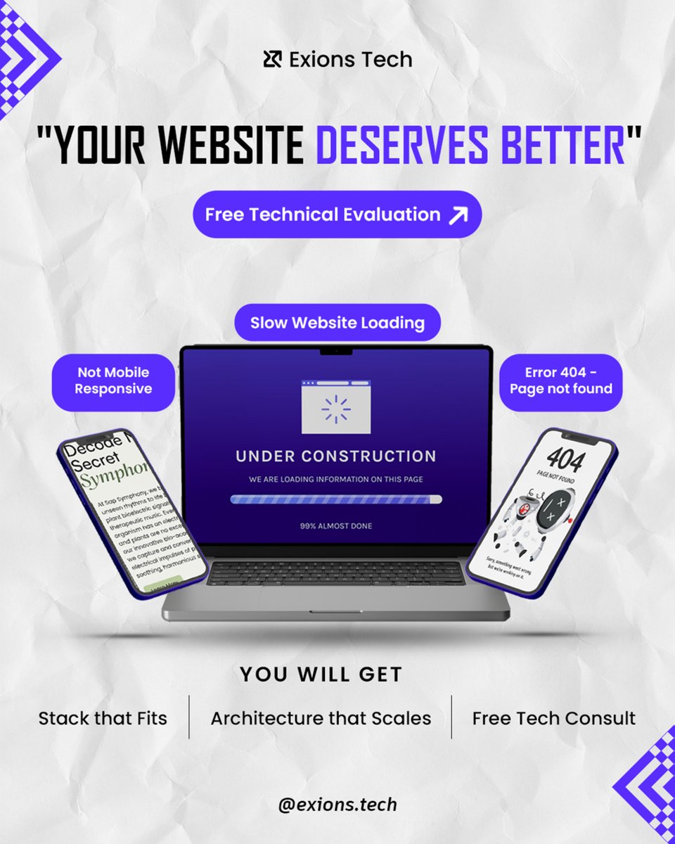 404? Slow load? Not mobile-friendly? 😩
Your website deserves better.
Get a Free Tech Evaluation from <a href="/exionstech/">Exions Tech</a>  and let’s fix it right.