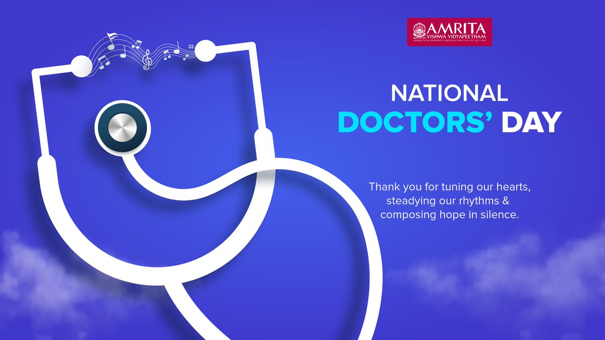Amrita Vishwa Vidyapeetham (@amritaedu) on Twitter photo Happy Doctor’s Day to the healers who turn pain into peace, fear into strength, and silence into hope. Thank you for being the quiet force behind every heartbeat.
Our salutations to the healthcare teams at <a href="/AmritaHospitals/">Amrita Hospital, Kochi</a>, <a href="/amritafbd/">Amrita Hospital, Faridabad</a> campuses
#DoctorsDay2025 #Amrita Happy Doctor’s Day to the healers who turn pain into peace, fear into strength, and silence into hope. Thank you for being the quiet force behind every heartbeat.
Our salutations to the healthcare teams at <a href="/AmritaHospitals/">Amrita Hospital, Kochi</a>, <a href="/amritafbd/">Amrita Hospital, Faridabad</a> campuses
#DoctorsDay2025 #Amrita