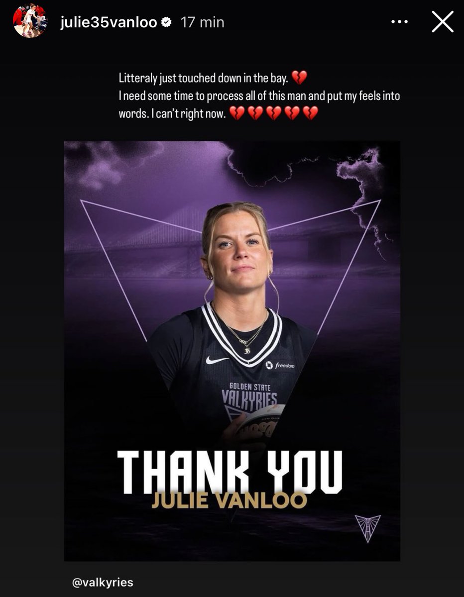 Anaïs López (@anaislopez23) on Twitter photo Julie Vanloo no pudo celebrar el título del EuroBasket con su equipo porque tenía que volver a San Francisco para reincorporarse a su equipo WNBA
Tras aterrizar, se entera de que ha sido cortada por la franquicia.
Lamentable, <a href="/valkyries/">Golden State Valkyries</a>. Julie Vanloo no pudo celebrar el título del EuroBasket con su equipo porque tenía que volver a San Francisco para reincorporarse a su equipo WNBA
Tras aterrizar, se entera de que ha sido cortada por la franquicia.
Lamentable, <a href="/valkyries/">Golden State Valkyries</a>.